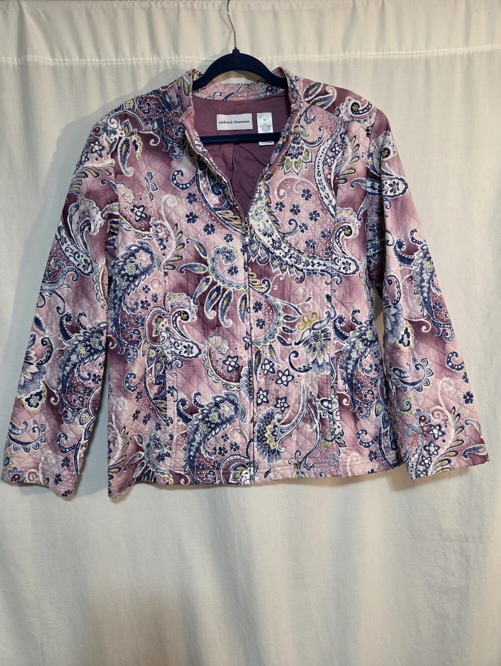 Alred Dunner Size 14 Quilted Paisley 100% Cotton Jacket in Dusty Pink 2010